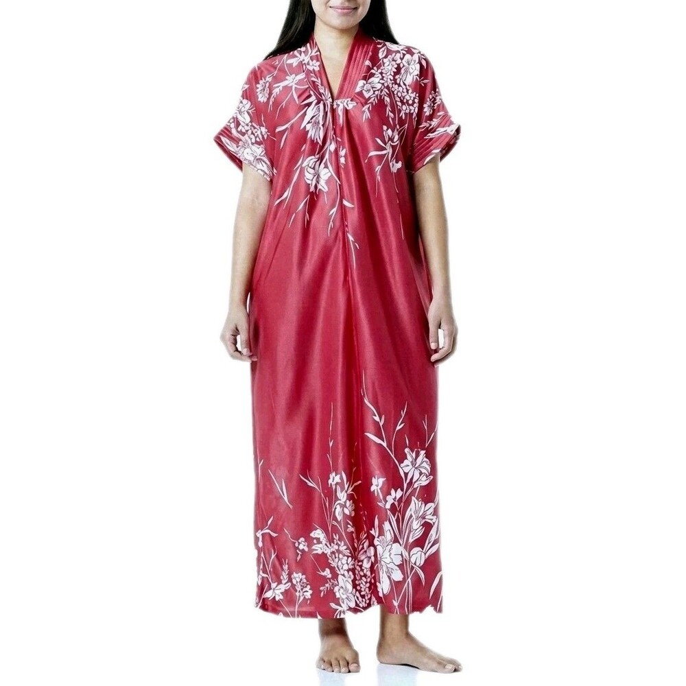 Anthony Richards VTG Magenta Floral Hawaiian Kaftan Mumu Lounge Dress Women's L